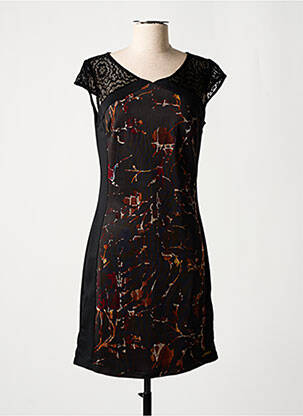 Robe courte fermeture zippée au dos manches courtes noir SMASH WEAR femme