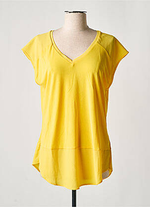 T-shirt col v manches courtes jaune GARCIA femme