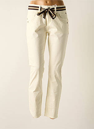 Pantalon slim tissage popeline taille normale beige BROADWAY femme