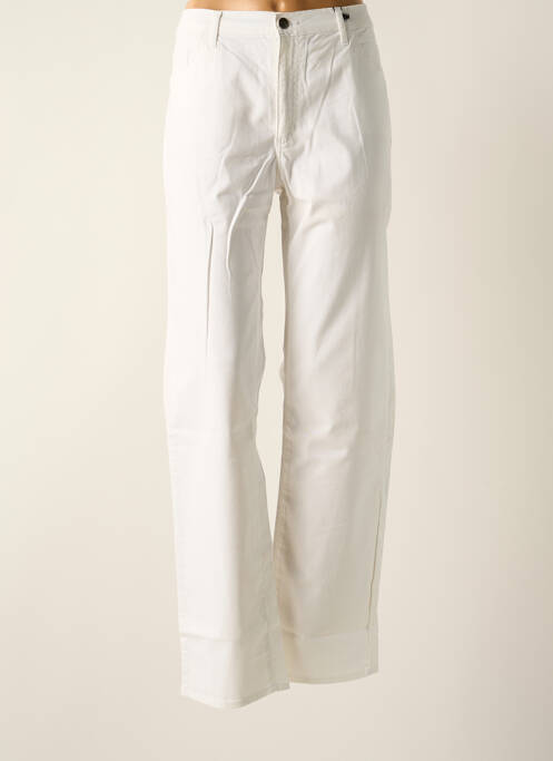 Pantalon droit tissage popeline taille normale blanc KANOPE femme