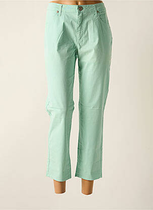 Pantalon 7/8 fermeture zippée sous rabat boutonné bleu KANOPE femme