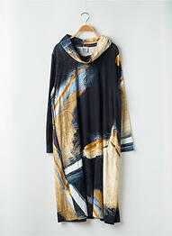 Robe mi-longue imprimé fantaisie manches longues noir NIJII femme