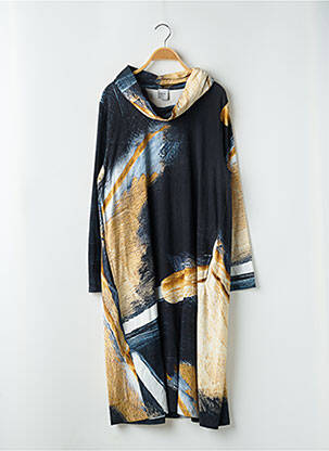 Robe mi-longue coupe évasée manches longues noir NIJII femme