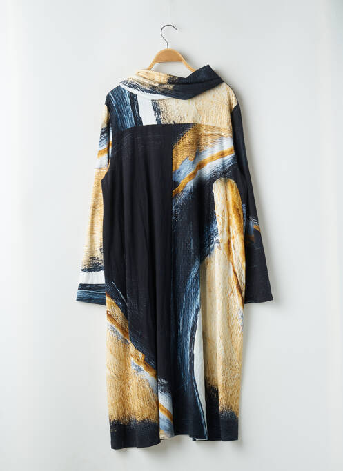 Robe mi-longue imprimé fantaisie manches longues noir NIJII femme