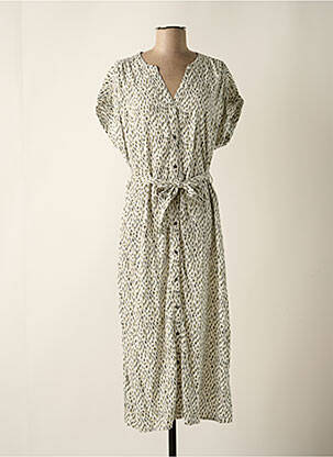 Robe mi-longue tissage crêpe manches courtes vert GARCIA femme