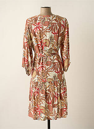 Robe mi-longue imprimé fleurs manches 3/4 rouge GARCIA femme