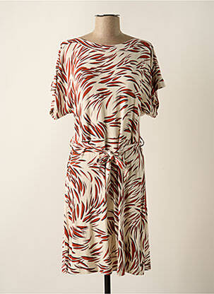 Robe mi-longue manches courtes manches courtes marron GARCIA femme