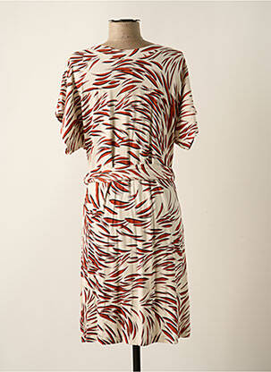 Robe mi-longue manches courtes manches courtes marron GARCIA femme