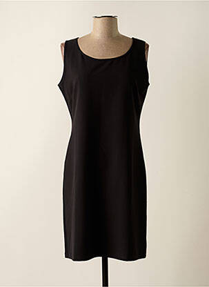 Robe mi-longue tissage crêpe sans manche noir AKELA KEY femme