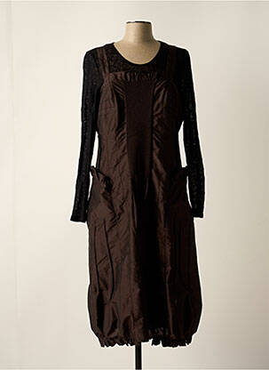 Robe mi-longue manches longues manches longues marron PAUSE CAFE femme