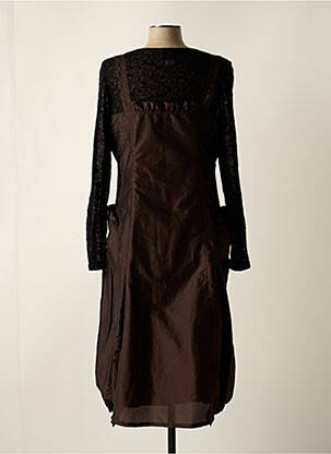 Robe mi-longue manches longues manches longues marron PAUSE CAFE femme