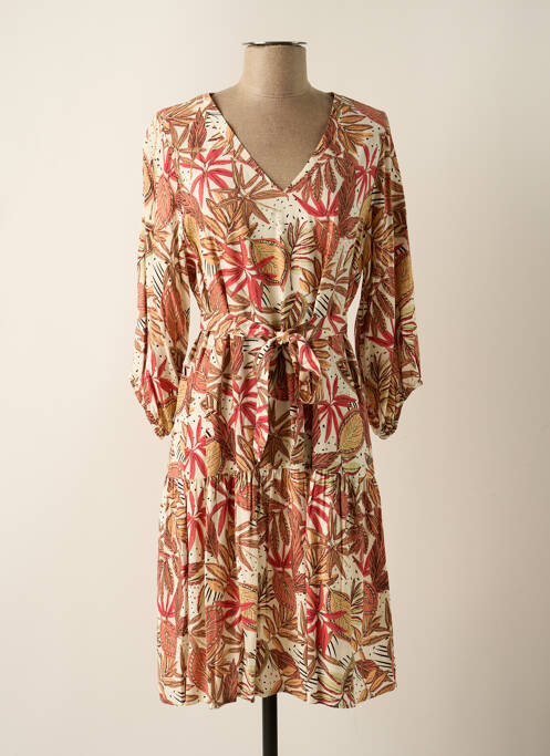 Robe mi-longue coupe fluide manches 3/4 rouge GARCIA femme