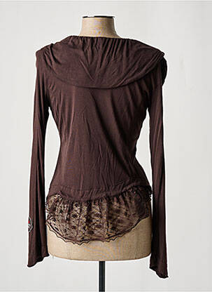 Gilet manches longues coupe cintrée marron DOUBLE ONE PEACE femme