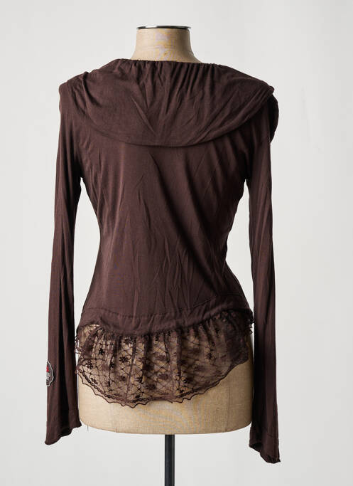 Gilet manches longues marron DOUBLE ONE PEACE pour femme