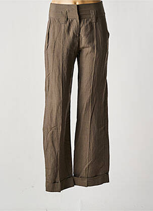 Pantalon large tissage crêpe taille haute marron FLEUR DE SEL femme