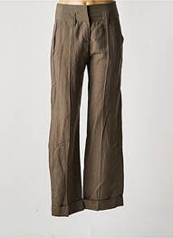 Pantalon large tissage crêpe taille haute marron FLEUR DE SEL femme