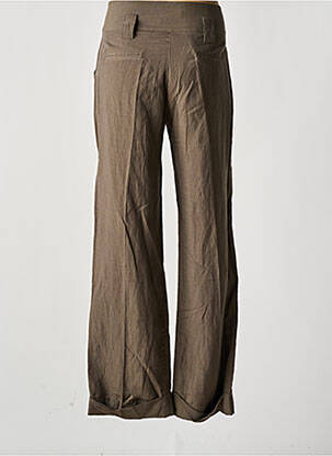 Pantalon large tissage crêpe taille haute marron FLEUR DE SEL femme