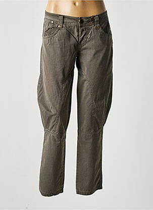 Pantalon droit tissage popeline taille basse marron DDP femme