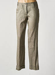 Pantalon droit stretch taille haute marron FLEUR DE SEL femme