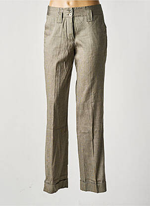 Pantalon droit stretch taille haute marron FLEUR DE SEL femme
