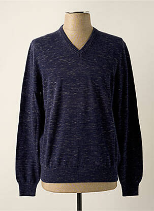 Pull col v manches longues bleu LERROS homme