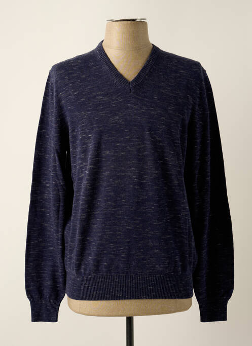 Pull col v manches longues bleu LERROS homme