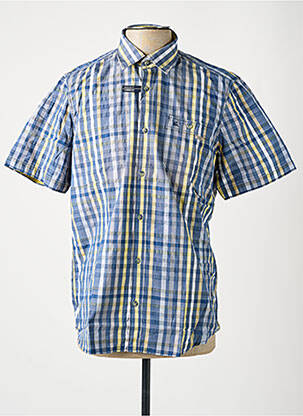Chemise manches courtes imprimé carreaux bleu LERROS homme