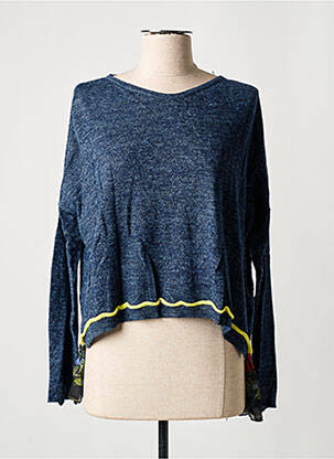 Pull coupe droite manches longues bleu HIGH POINT femme