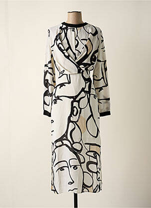 Robe mi-longue imprimé fantaisie manches longues blanc ARMANI EXCHANGE femme