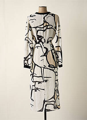 Robe mi-longue imprimé fantaisie manches longues blanc ARMANI EXCHANGE femme
