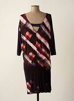 Robe mi-longue imprimé fleurs manches 3/4 violet DESIGUAL femme