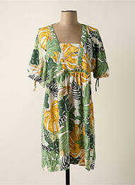 Robe mi-longue tissage crêpe manches courtes vert MOLLY BRACKEN femme