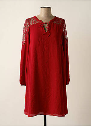Robe mi-longue coupe fluide manches longues rouge NAF NAF femme