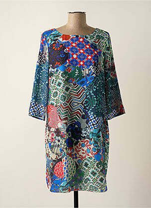 Robe mi-longue coupe fluide manches 3/4 vert SOGGO femme