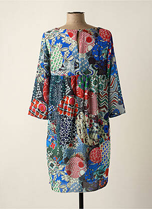 Robe mi-longue coupe fluide manches 3/4 vert SOGGO femme