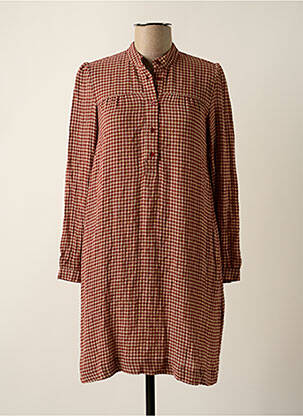 Robe mi-longue coupe fluide manches longues marron CYRILLUS femme