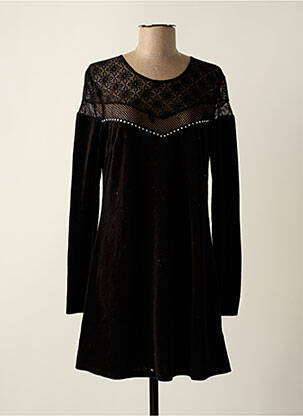 Robe courte coupe évasée manches longues noir GUESS femme