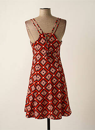 Robe mi-longue imprimé fantaisie fines bretelles rouge MOLLY BRACKEN femme