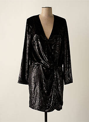 Robe mi-longue manches longues manches longues noir SEE U SOON femme