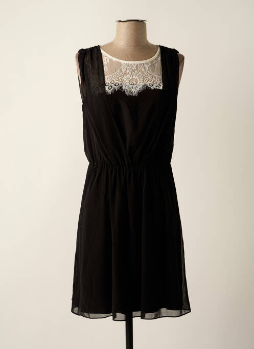Robe mi-longue tissage crêpe sans manche noir NAF NAF femme