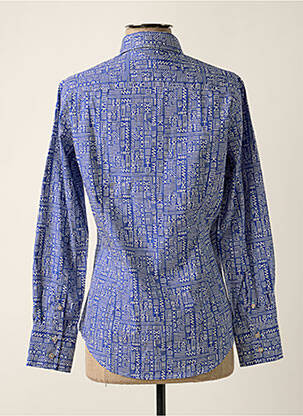 Chemisier coupe cintrée manches longues bleu COTON DOUX femme