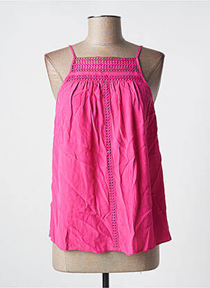 Top tissage crêpe fines bretelles rose ETAM femme