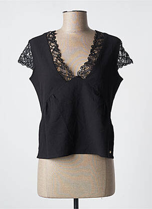 Top tissage crêpe manches courtes noir KAPORAL femme
