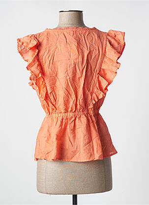 Top tissage crêpe manches courtes orange CREEKS femme