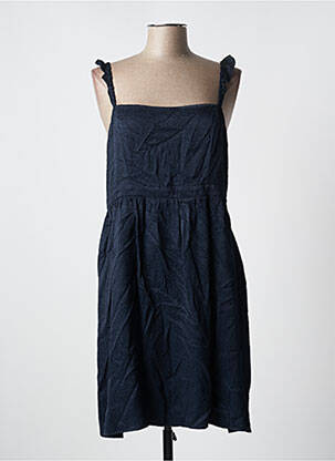 Robe mi-longue coupe cintrée fines bretelles bleu NAF NAF femme