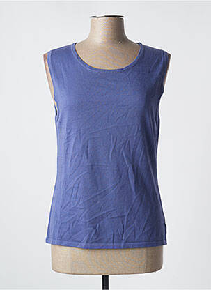 Pull coupe cintrée sans manche violet MONTAGUT femme