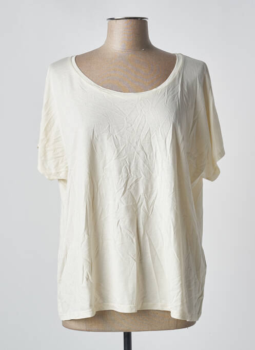T-shirt stretch manches courtes beige ABSOLUT CASHMERE femme