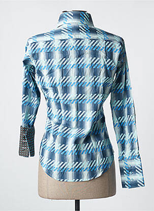 Chemisier coupe cintrée manches longues bleu COTON DOUX femme