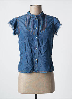 Chemisier coupe cintrée manches courtes bleu KAPORAL femme