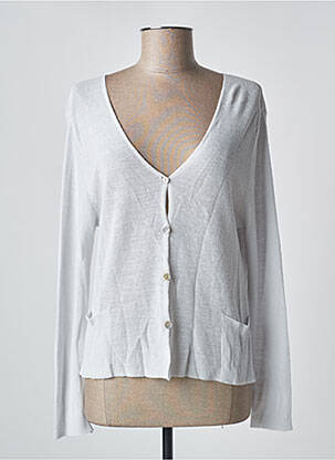 Gilet manches longues coupe cintrée gris POLES femme